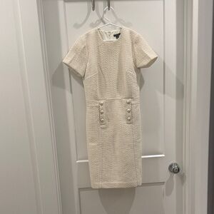 Ann Taylor Cream Textured Midi Dress
